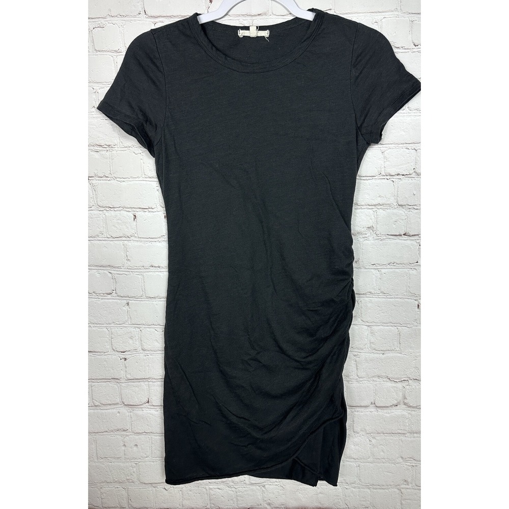 Wasabi + Mint Women's black Casual Short Sleeve‎ Knit Ruched Shirt Dress, sz S